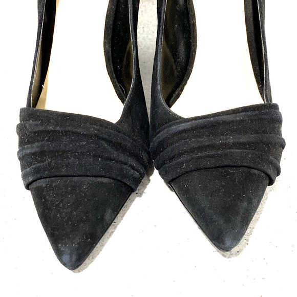 Nine West Holliman black suede pumps US 8M dressy career high heel shoes dressy - Picture 6 of 10